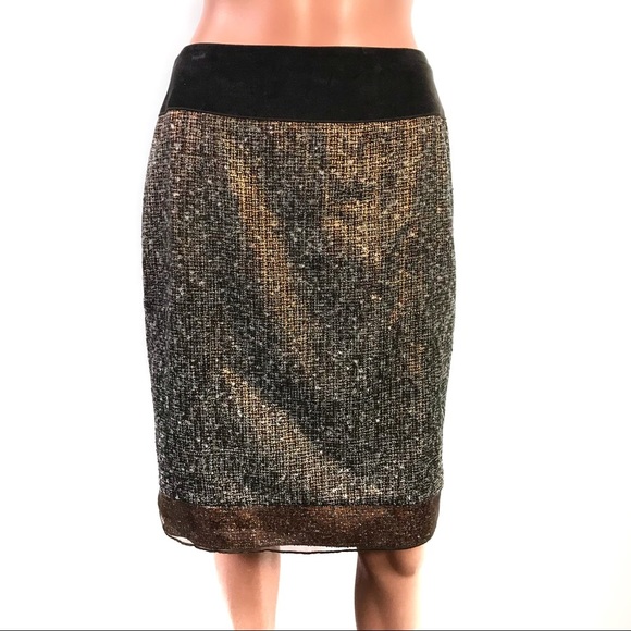Magaschoni Dresses & Skirts - Magaschoni Brown Sequin Skirt Size 10 Brand New